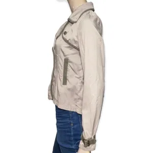 Free People Women’s Size 4 Light Gray Double Breasted Cotton Mini Trench Jacket thumbnail 3