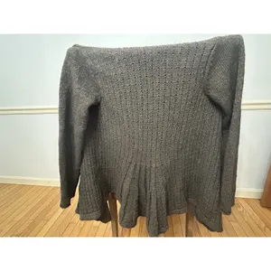 Mary Firenze Sweater Women M Pleated Cardigan Brown /gray Wool Alpaca Italy Made thumbnail 2