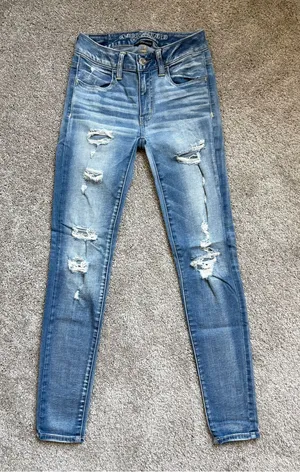 AE Low Rise Ripped Skinny Jeans thumbnail 1