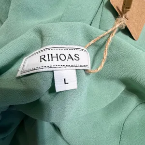 RIHOAS Sage Green Cowl Neck Lace-Up Maxi Dress Women Large Formal Slit Gown thumbnail 7