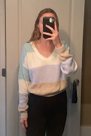 Hollister Striped V Neck Sweater thumbnail 9