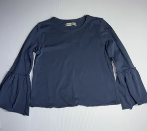 Abercrombie Women's Bell Ruffle Sleeve‎ Crop Top Blue Size XS thumbnail 1