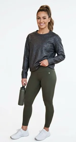 Lululemon Black Embossed Petal Camo Back-Zip Ruffle Pullover Sweatshirt size 8 thumbnail 1