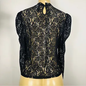 Set 2 Divided Shirts Sz M Black Lace Crochet Sweater Shirt H&M HM Top thumbnail 9