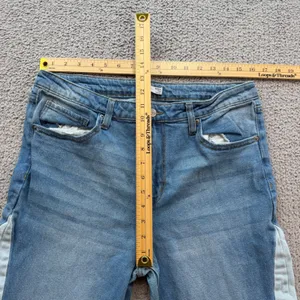 SO Goods for Life Women Patchwork Flare Jeans Blue Multi Colorblock Size 15 32W thumbnail 4