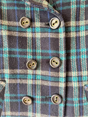 Vintage Y2K Aeropostale Medium Plaid Wool Blend Peacoat Womens M Double Breasted thumbnail 2