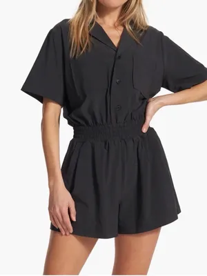 Vuori Villa Romper Small Black Short Sleeve Utility Athleisure Outdoors Lounge thumbnail 1