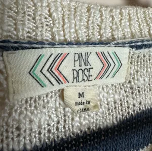 CLEARANCE! Cream Pink Rose Striped Sweater Size M EUC thumbnail 5
