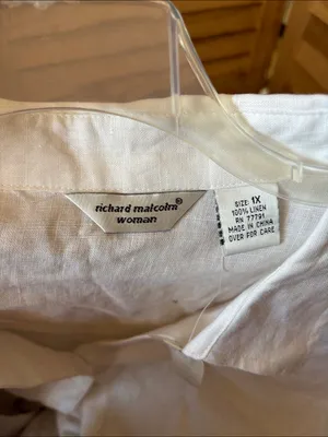 Richard Malcolm White Linen Casual Button-Down Shirt 1X NWT thumbnail 5