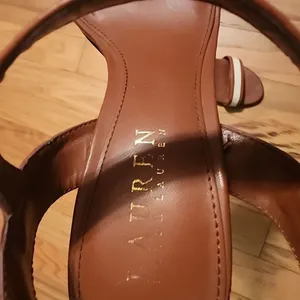 Lauren Ralph Lauren Nyla Ankle Strap Heeled Sandals‎ Brown White Size 5.5 thumbnail 2
