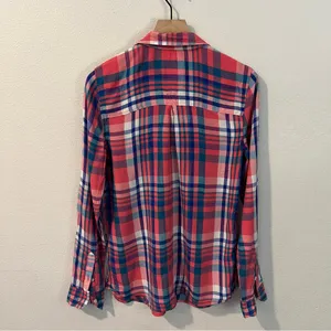 SO Perfect Shirt Pink &‎ Blue Plaid Soft Rayon Relaxed Fit Button Front Size M thumbnail 7
