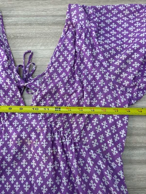 Xirena Short Sleeve Open Back Mini Dress Women Size Medium Purple White thumbnail 7