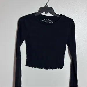 Aeropostale Women Black OG Tee Collection Shrunken Tee Long Sleeve size‎ Small thumbnail 2