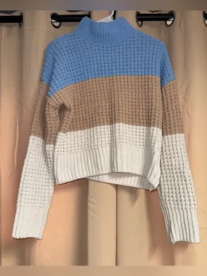 pink rose colorblock sweater thumbnail 1