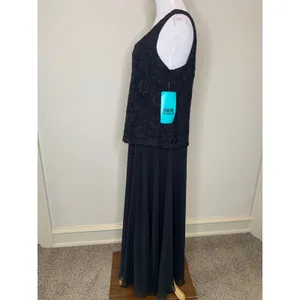 NWT R&M Richards Black Formal Dress Lace Chiffon Sz 18 thumbnail 3