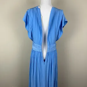 Ramy Brook Maxi Dress Womens 6‎ Blue Belted High Low Pleated Fairy Rebecca Satin thumbnail 7