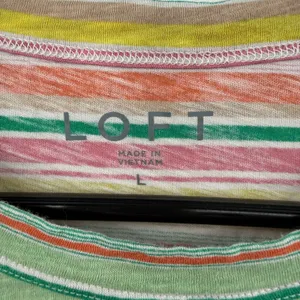 Loft Size Large Striped Multicolor Short Sleeve T-Shirt Tee Top Shirt Blouse thumbnail 4