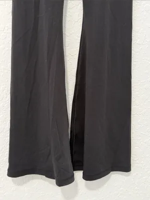 AERIE Black Cross Over waist Hi-Rise Flare Leggings Short Inseam Size Small thumbnail 8