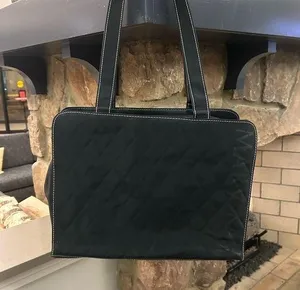 Mary Kay Black Textured Fabric Tote Bag with Wide Base-like new thumbnail 1