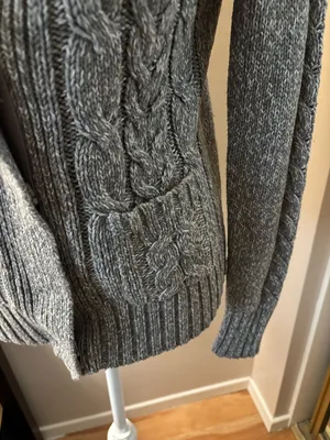 St. John's Bay Cardigan Women’s Size S Gray Cable Knit Sweater thumbnail 6