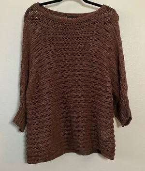 Tribal Brown Sweater XL Open‎ Knit Forest Fairy Autumn Fall Bohemian Boho Hippie thumbnail 1