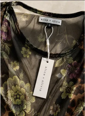 Alice + Olivia Sheer Ruched Floral Mesh Tank NWT Boho Chic Statement Piece Sz M thumbnail 4