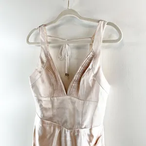 Hello Molly Rosebud Satin Plunge V Neck Mini Dress Champagne Gold 6 thumbnail 7