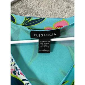 Elegancia Aqua Floral Blouse Vintage Inspired Y2K Art Girl‎ Resort Vibes Large thumbnail 5