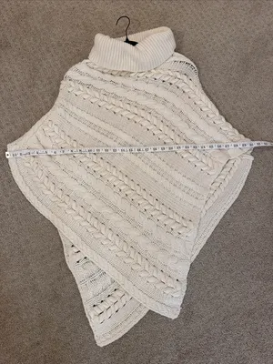 Anthropologie Cream Cable-Knit Cowl Neck Knit Poncho - XS thumbnail 8