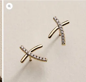 Gold Filled Curved Cross Stud Earrings | Faith Jewelry thumbnail 4
