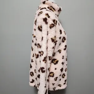 Mommy & Me Pink Leopard Sherpa ¼ Zip Pullover Size Large thumbnail 3