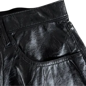 EUC Abercrombie & Fitch Faux Leather 90s Straight Ultra High Rise Pants Black 16 thumbnail 8