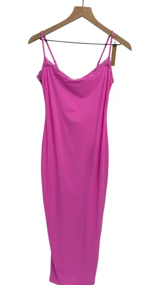 Skims Fits Everybody Long Sleep Dress Large Neon Orchid NWT Defective thumbnail 2