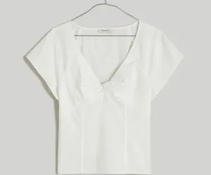Madewell Twist Front Seamed Top Poplin White Size 0 thumbnail 1