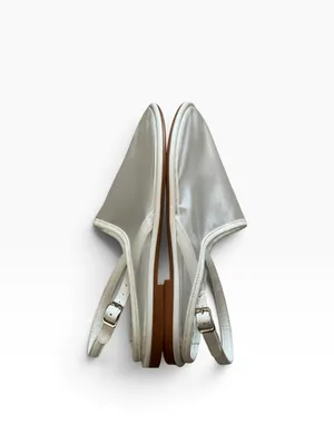 Zara white leather mesh minimalist Slingback flats round toe size 39 thumbnail 5