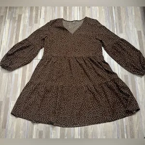 Timeless Brown Polka Dot Dress, Size Medium thumbnail 1