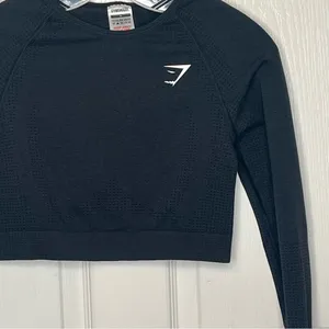 Gymshark Vital Crop Top Seamless Long Sleeve Size M Black thumbnail 3