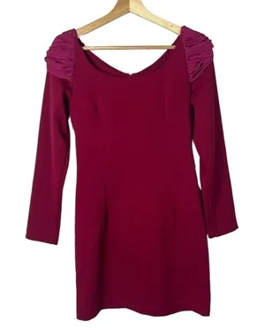 Boutique Fuchsia Round Neck Puff Sleeve Sheath Mini Dress S‎ thumbnail 1