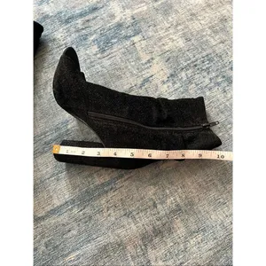 Qupid Black Sparkle Fabric Peep Toe Side Zip Block Heel Boots Size 6 thumbnail 12