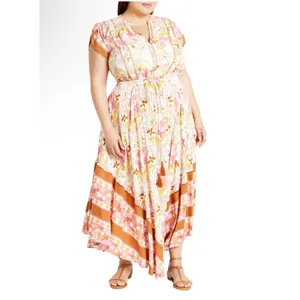 City Chic Maxi Sky Dress Ivory Free Floral Paisley Handkerchief Hem Plus Sz 18 M thumbnail 4