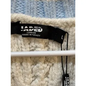 Jaded London Ecru Knitted Vest Cable Knit Preppy Tennis Streetwear‎ Size Large thumbnail 5