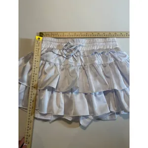 Day + Moon A1196-HNH White Satin Tiered Ruffle Skort Size S thumbnail 6