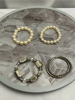 Source Unknown Lot Of 5 Womens Stretch Bracelets Faux Pearl Rhinestone Beaded Fashion Jewelry thumbnail 5