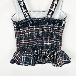 FANM MON Tweed Tartan Plaid Embroidered Square Neck Peplum Top XS NWT thumbnail 7