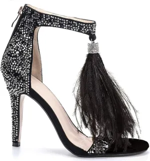 Azmodo Women's 37 Stiletto Heels wedding Rhinestones Tassel 6.5 prom formal thumbnail 1