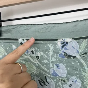 Silk Scarf Square Floral Silk Sheer Teal Blue Delicate Head Waist Tie Elegant thumbnail 3