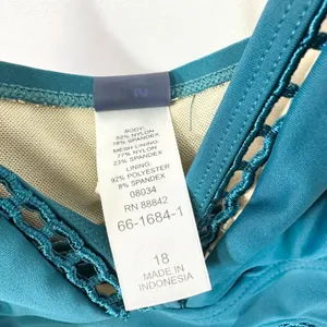 Swimsuits For All Plus‎ Size 18 One Piece Swimsuit Teal Blue Lattice Cut Out 353 thumbnail 9
