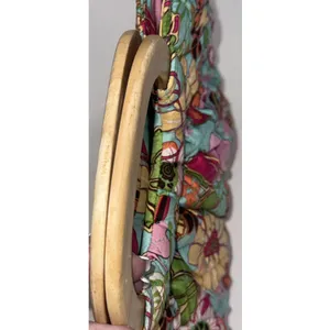 Vtg 2000s Vera Bradley Silk Quilted Floral Handbag Wooden Handles Pink Lining thumbnail 10