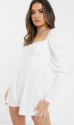 ASOS White LS Romper thumbnail 1