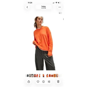 ✨Free People Phoebe Pullover Orange Sz Small Sweater✨ thumbnail 2